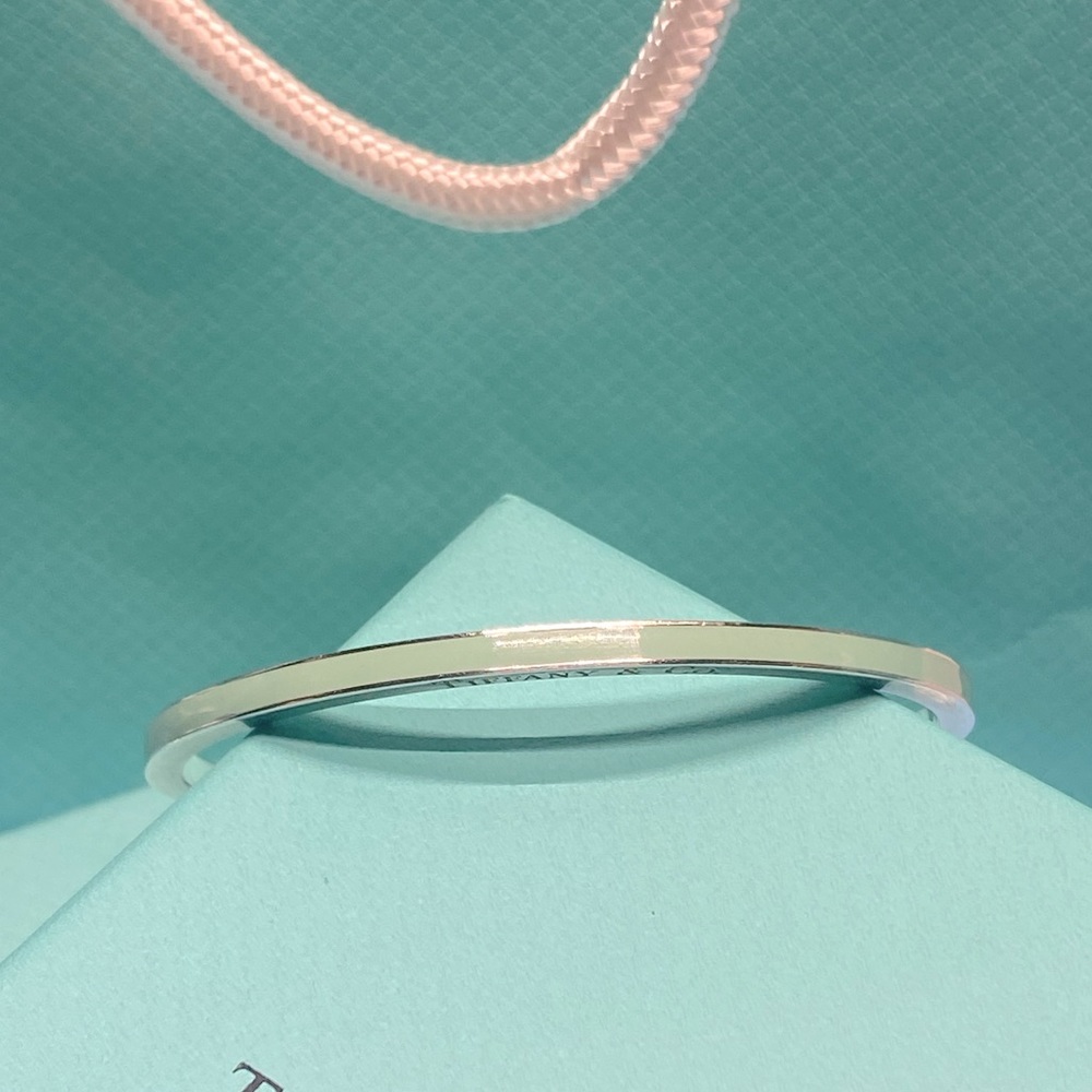 Tiffany & Co. Blue Enamel Sterling Silver Bangle Bracelet